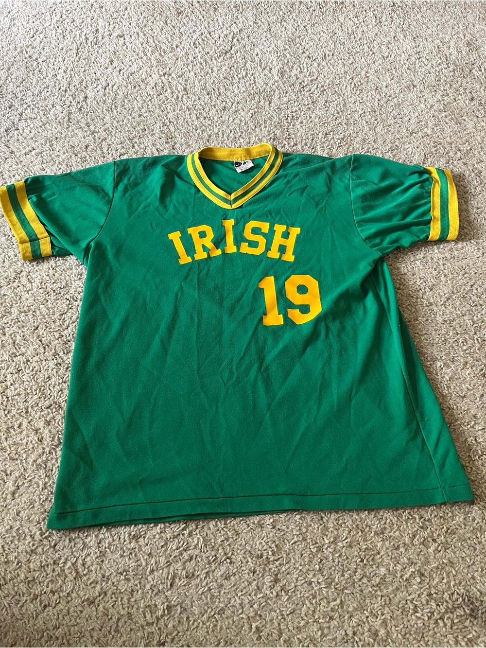 Don Alleson 70s Vintage Notre Dame Fighting Irish Jersey 19 Green and Yellow